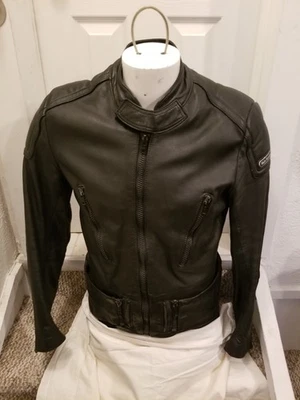 Vtg Hein Gericke Jacket Mens 44 Black Leather Motorcycle Biker Moto Adjustable - Image 1 of 4