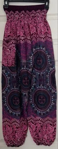 Pantalones harén mujer look boho púrpura rosa M - Imagen 1 de 5