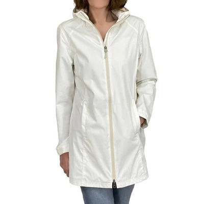 Liv Outdoor Marley Longline Rain Jacket Size S New $80 Hooded Off White Lined - Image 1 of 4