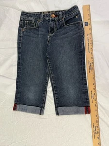 Girls Justice Size 8.5 Jean Shorts  Blue Cuffed - Picture 1 of 16