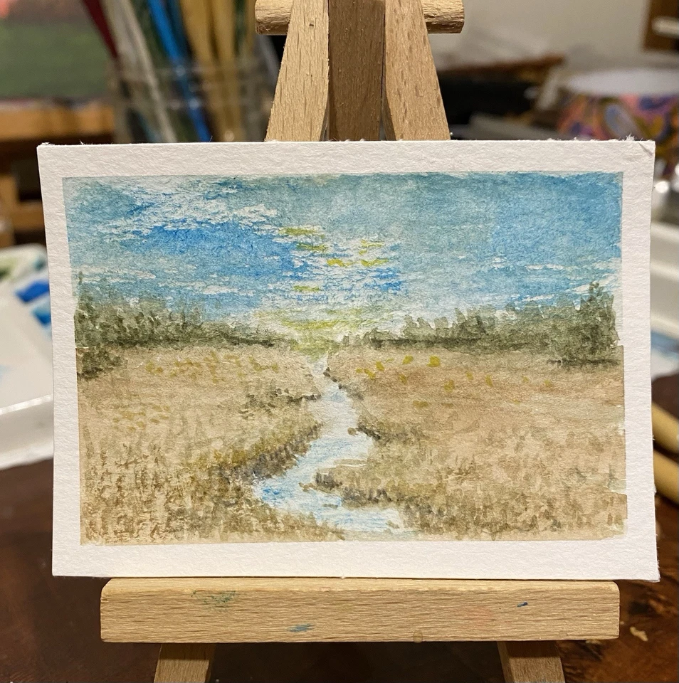 Acuarela Original ACEO 2.5”x 3.5” “November Marsh” de Pamela Long Foto 1 de 1