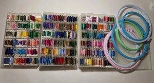 Huge lot of floss thread for needlepoint embroidery cross stitch w/ hoops - Picture 1 of 7
