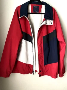 Nautica Mens Red White Blue Sailing Flag Jacket XL Colorblock Nautical - Picture 1 of 15