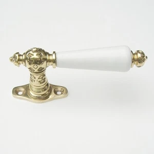  Fenstergriff Terrassentürgriff Jugendstil Gründerzeit Messing poliert (#70-MW) - Bild 1 von 2