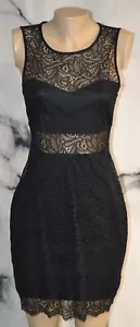 EXPRESS Sheer Black Lace Sleeveless Sheath Dress Medium Lined Bust and Skirt - Picture 1 of 8
