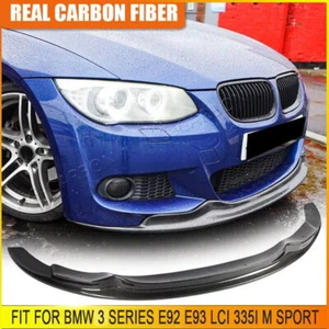 For BMW 3 Series E92 LCI 325i 335i M Tech Real Carbon Front Bumper Lip Spoiler - Picture 1 of 12