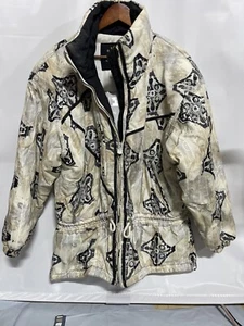 Vintage 80s Kaelin Ski Wear Tan Cream Zip Jacket Coat Size 12 Puffer SOUTHWEST - Picture 1 of 6