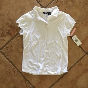 Chaps Ralph Lauren Girl Approved School Uniform Polo Shirt White M 8.5 10.5 Plus - Picture 1 of 4