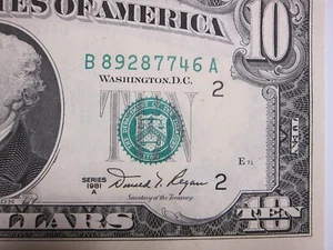 1981A $10 FRN #B89287746A - Picture 1 of 9