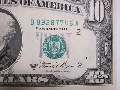 1981A $10 FRN #B89287746A - Image 1 of 4