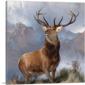 ARTCANVAS The Monarch of the Glen 1851 Canvas Art Print by Edwin Henry Landseer - Picture 1 of 11