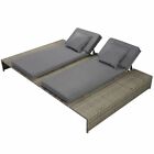 Beach Pool Double Sunlounger Poly Rattan Wicker Gray Garden Daybed Lounge Sunbed