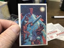 1985 WTW Productions Jets, Rockets, Spacemen Card # 9 Repairing Rocket In Flight