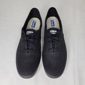 Keds Champion Canvas Sneakers Solid Black Women’s Size 12.5 NEW WF64806 - Picture 1 of 10