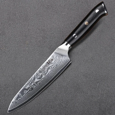 TURWHO Japanese 5in Utility Knife Japan VG10 Damascus Steel Kitchen Chief Cooking Knife