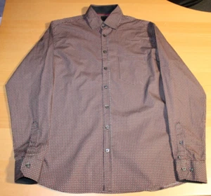 Mens Pure H.Tico Dress Long Sleeve Button Down Long Sleeve Shirt Medium Brown - Picture 1 of 6