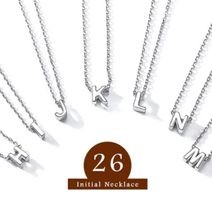 Stainless Steel Silver Letter A-Z Pendant Necklace for Women Initial Necklace - Picture 1 of 30