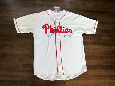 STEVE CARLTON #32 ROBIN ROBERTS #36 HOF PHILLIES SIGNED AUTO PHILLIE JERSEY JSA  - Image 1 of 4