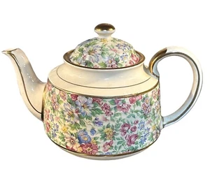 Sadler Chintz made in England Floral Teapot With Lid #3471 Gold Trimmed - Picture 1 of 6