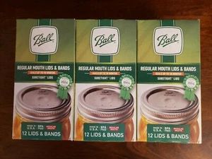 3 X JUEGO DE 36 TAPAS Y BANDAS DE TARRO DE CONSERVAS BOCA REGULAR BOLA NUEVO SELLADO - Imagen 1 de 7