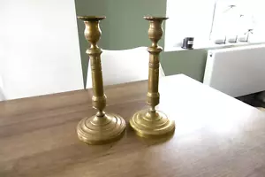 Ancienne paire de bougeoirs en bronze XIX siècle restauration empire - Imagen 1 de 12