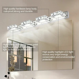Modern LED Crystal Make-up Vanity Light Front Mirror Lamp Bathroom Wall Sconces - Picture 1 of 40