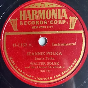 10" 78 RPM-Walter Solek-Jeannie Polka/Whoopee Polka/Harmonia Records Corp H-1157 - Picture 1 of 4