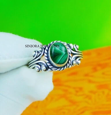 Malachite Gemstone 925 sterling silver handmade Gift Ring US size 5 to 10 - Image 1 of 4