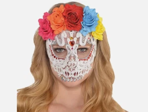 Day of the Dead White Lace Skull Mask - Picture 1 of 1