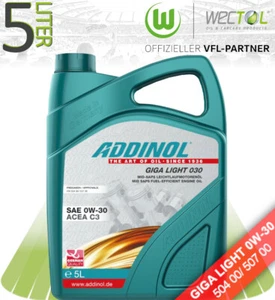 Aceite de motor Addinol GIGA LIGHT 030 0W-30 1x5 litros para VW Audi Seat Skoda 5 litros - Imagen 1 de 1