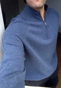 Vintage lambswool half-zip jumper, 100% lambswool soft knit mock neck pullover i - Imagen 1 de 9