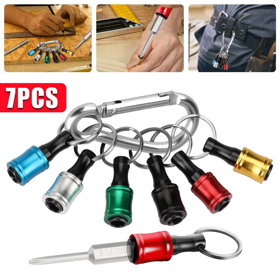 6Pcs 1/4" Hex Shank Quick Release Keychain Screwdriver Drill Bit Holder Bits Set - Image 1 of 4