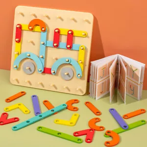 Wooden Geoboard Montessori Toys No Toxic Improve Logical Thinking for Boys Girls - Picture 1 of 12