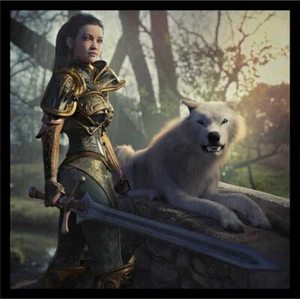 Female Wolf Warrior Fantasy art Sword Battle 3" Patch Iron On Or Sew On - Picture 1 of 1