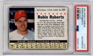 Robin Roberts #117 1961 post cereal cortado a mano PSA auténtico Philadelphia Phillies - Imagen 1 de 2
