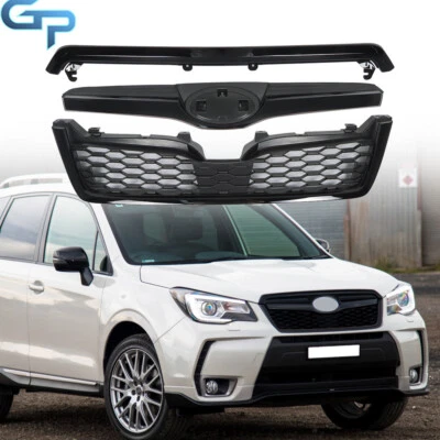 Upper Grille Honeycomb Grill For Subaru Forester 2014-2018 Assembly Gloss Black Foto 1 de 4