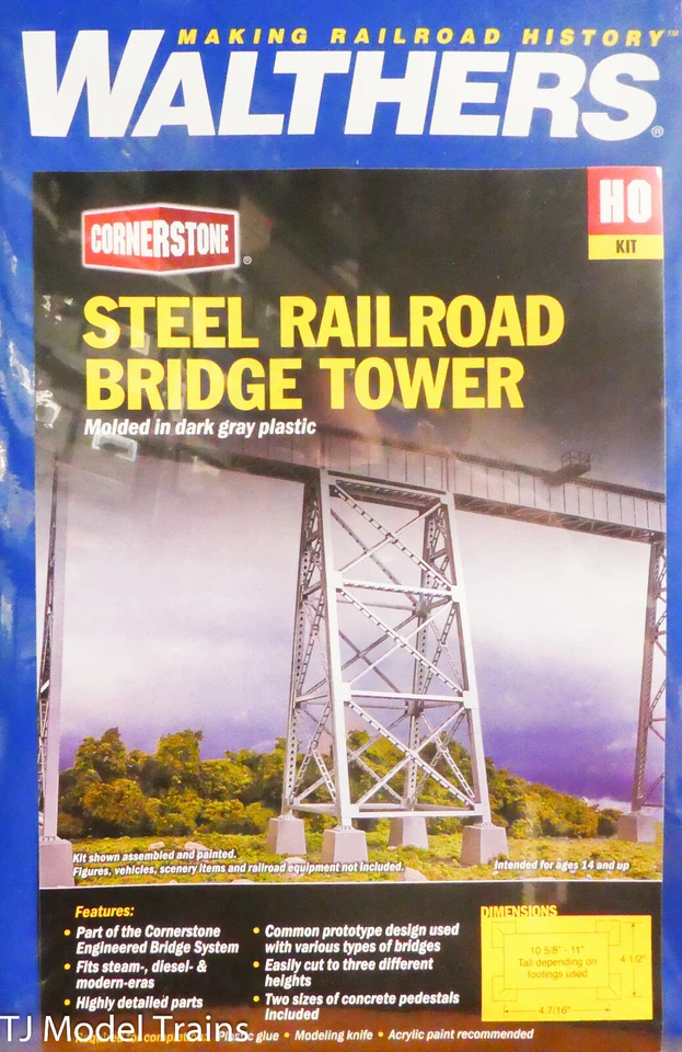 Walthers Cornerstone HO 933-4554 Steel Railroad Bridge Tower Kit