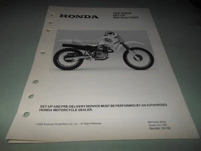 Manual de instrucciones de configuración Honda OEM 1994 XR80R Foto 1 de 4