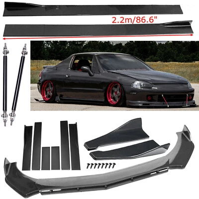Carbon Fiber Front Bumper Lip Side Skirt Strut Rods For Honda Civic Del Sol - Imagem 1 de 4