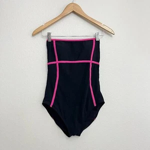 Gottex Badeanzug Einteiler Größe 10 Damen Trägerlos Schwarz Pink Colorblock - Bild 1 von 6