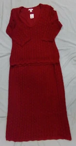 CATO Fashions Womens Size Large 2 Piece Shirt & Skirt Maroon Crochet Set NEW - Picture 1 of 4