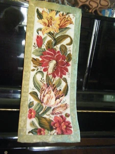 Antique Art beadwork needlepoint wall-hanging floral design handmade 19c England - Picture 1 of 12