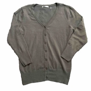 MAK Cardigan grigio scollo a V donna maglione medio manica 3/4 bottoni leggero - Foto 1 di 12