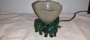 vintage art deco glass night lamp light 3 metal elephants  houze  le smith - Picture 1 of 7