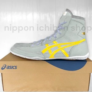 【Made to order】ASICS Wrestling Shoes 1083A001 EX-EO Gray x Yellow x Silver - Picture 1 of 7