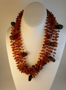 Große getrommelte baltische Bernstein Halskette Polen Handwerk Statement Natur - Bild 1 von 13