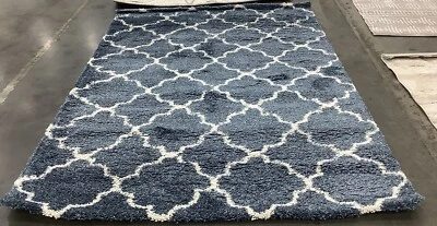 SLATE BLUE / IVORY 5'-3" x 7'-6" Flaw in Rug, Reduced Price 1172678590 SGH282L-5 - Image 1 of 4