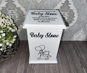 Ashes Casket Personalised urn Handmade Memorial Memory box STC18 Pooh Design - Picture 1 of 12