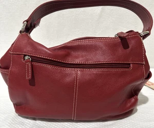 St Johns Bay Shoulder Bag Burgundy Leather Hobo One Strap 12x8 Purse Pockets - Picture 1 of 16