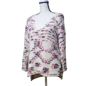 Suéter tejido cuello en V para mujer H&M, blanco-multi, M - Imagen 1 de 8